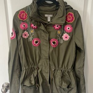 Aqua Embroidered/Beaded Green Cargo Jacket